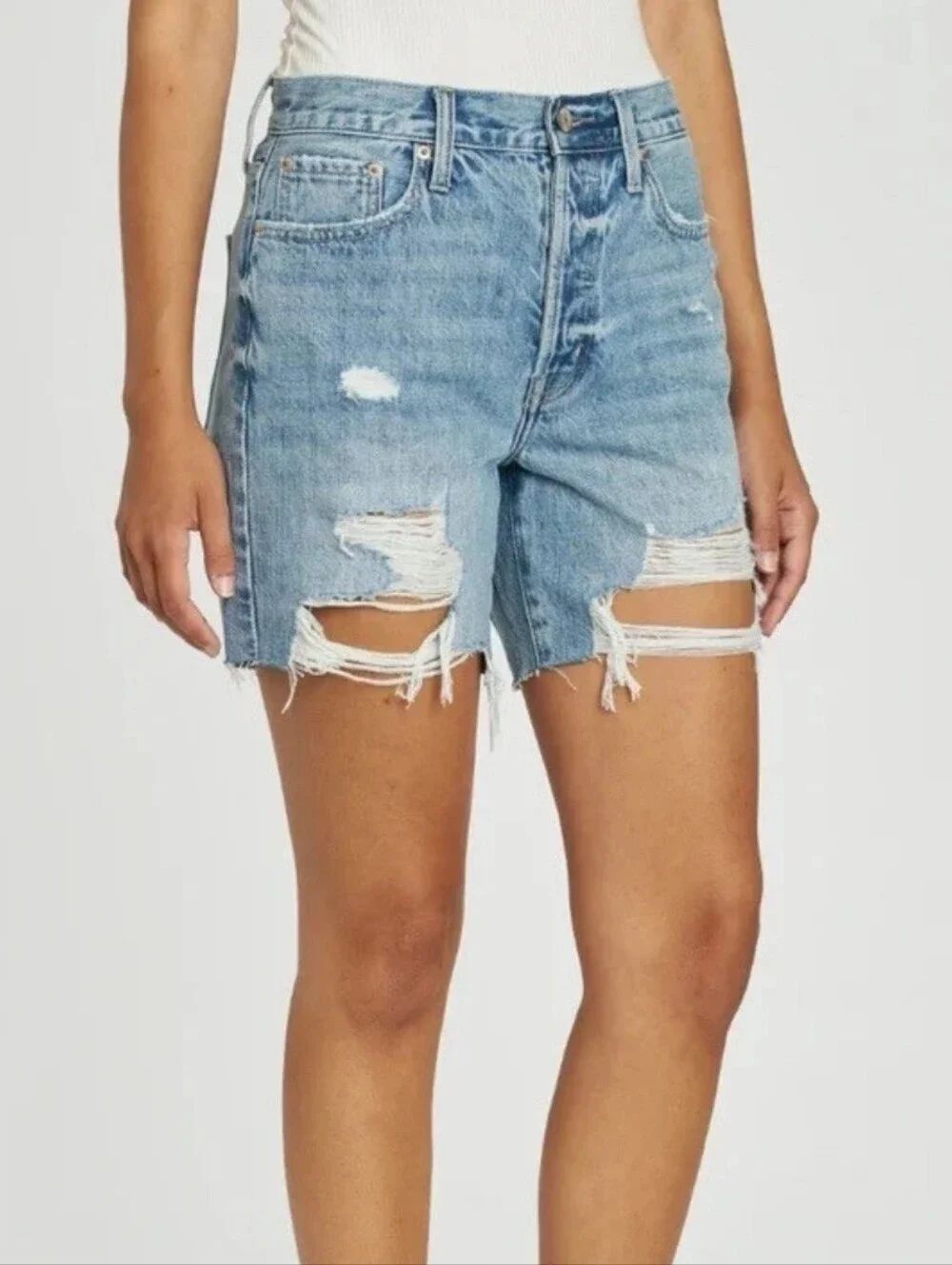 PISTOLA Devin High Rise Mom Cut Off Shorts Lucca Distressed Blue Size 26